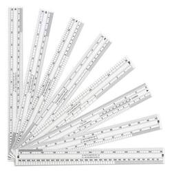 White Cardboard scale or Drafting Ruler Set of 8 - 30cm